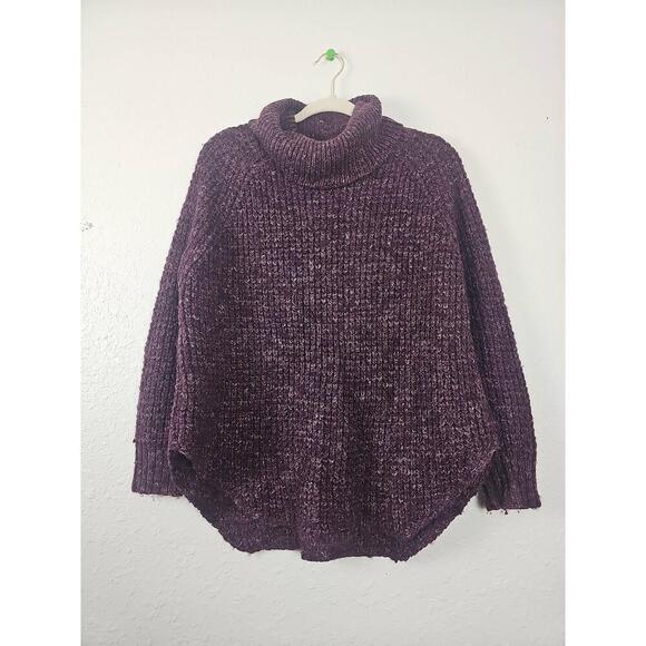 Free People Purple Dylan Tweedy Wool Sweater Long Sleeves Turtleneck XS - Picture 1 of 6